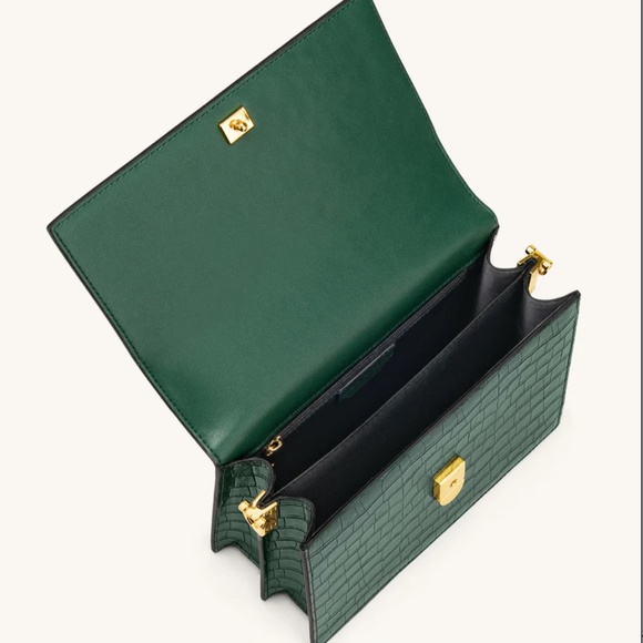 JW Pei Mini Flap Crossbody Dark Green Croc - Picture 4 of 11